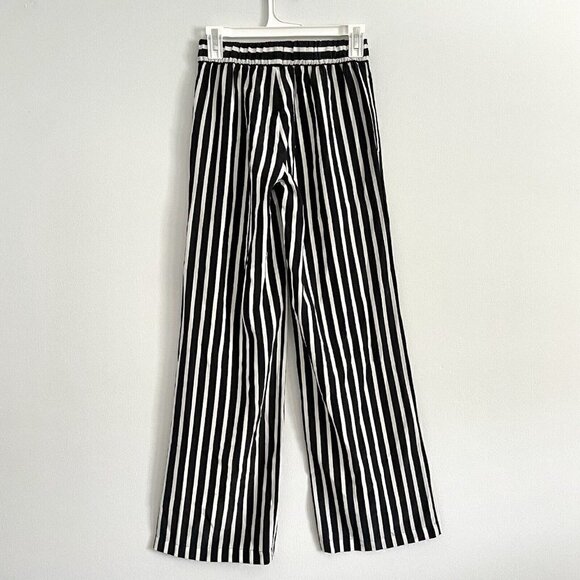 Marie France Van Damme Black / White Stripe Silk Crepe de Chine Flare Pants Sz 0 - Picture 6 of 10